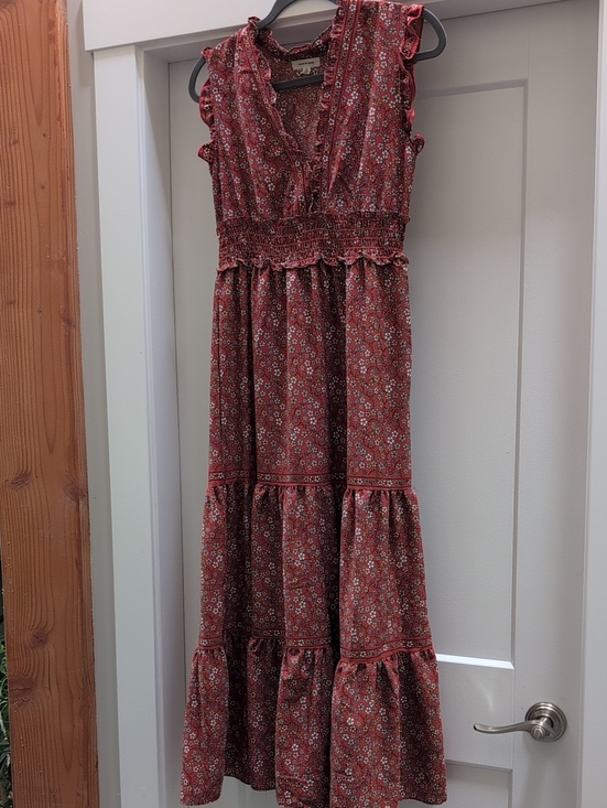 Max Studio Dresses & Skirts - Max Studio Rust Red Floral Smocked Maxi Dress S